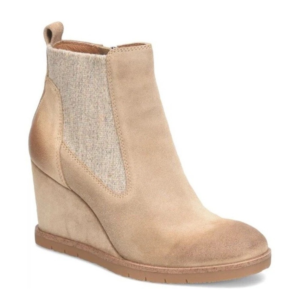Sofft Women's Monica Wedge Booties Sz 8 M Barley Suede‎ Tan Side Zip Ankle - Picture 4 of 4